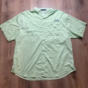 Columbia PFG Tamiami Shirt Mens XXL Green Short Sleeve Fishing Vented Outdoor